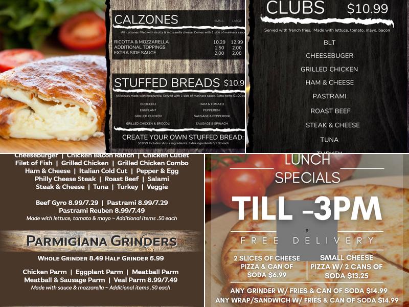 Paradise Pizza Menu