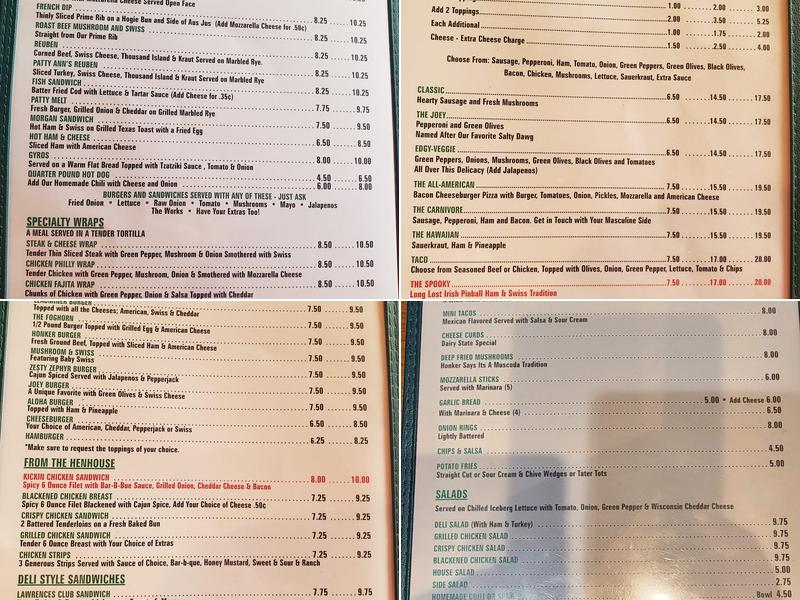 Lawrence's Pub and Eatery Menu