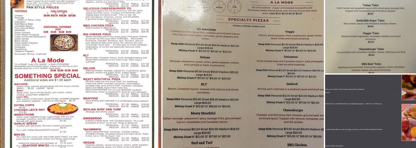 Pizzeria Uno Menu