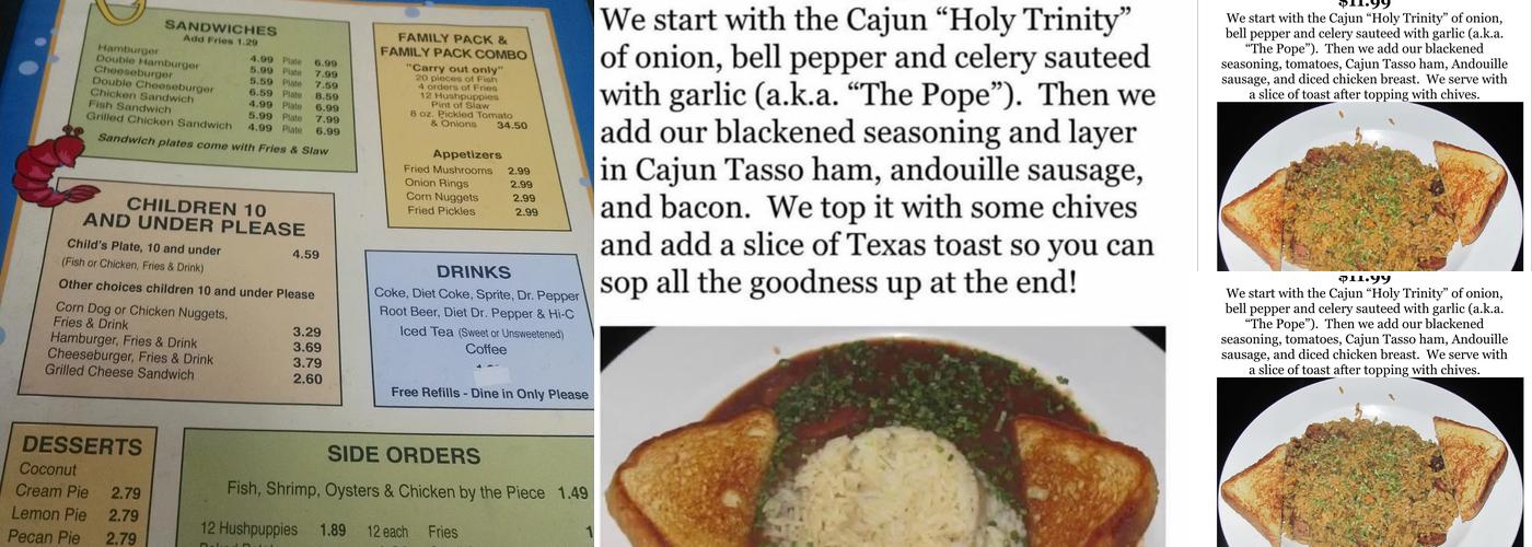 The Hook Catfish Restaurant Menu