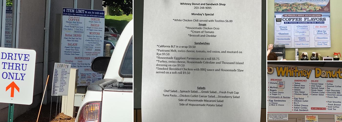 Whitney Donut And Sandwich Shop Menu
