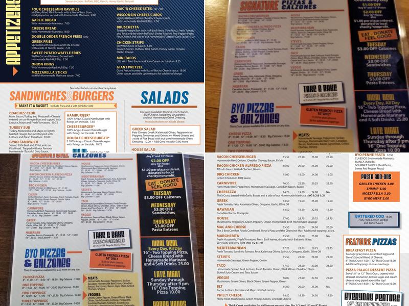 Steve's Pizza Palace Menu