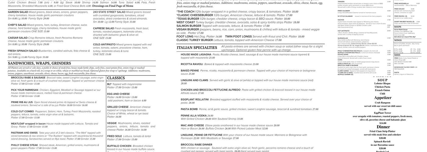 J Roo's Restaurant Menu