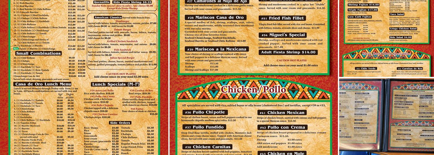Casa De Oro Menu