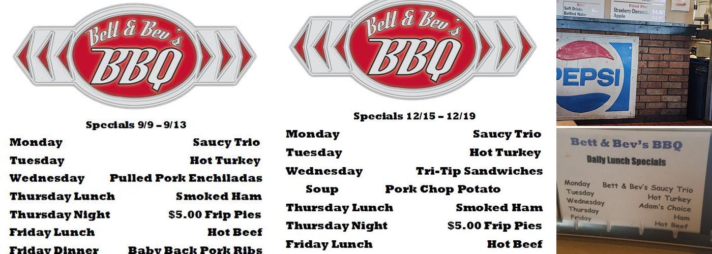 Bett & Bev's BBQ Menu