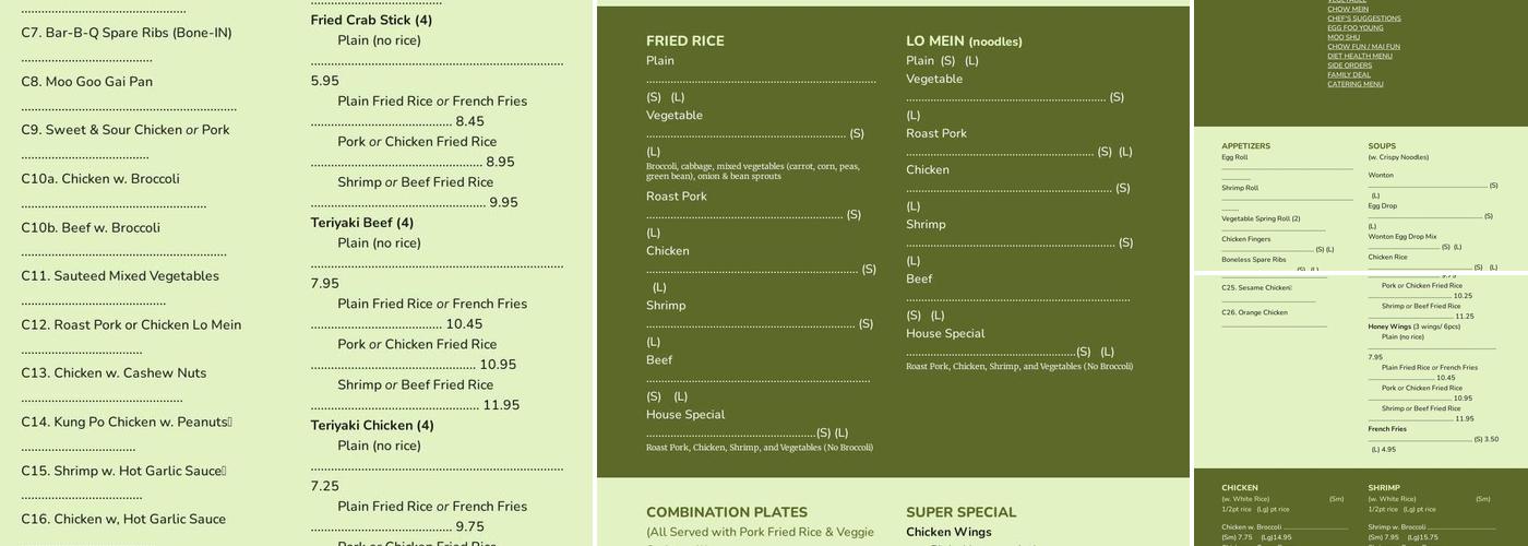 Ting Ho Menu