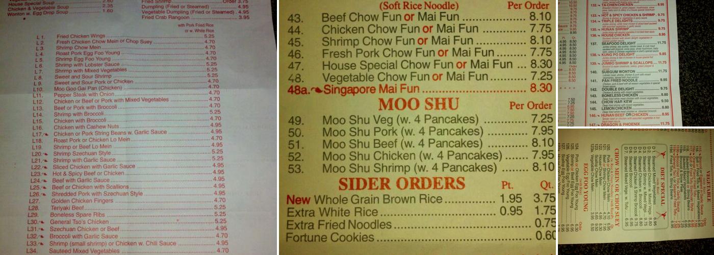 Shing Jet Restaurant Menu