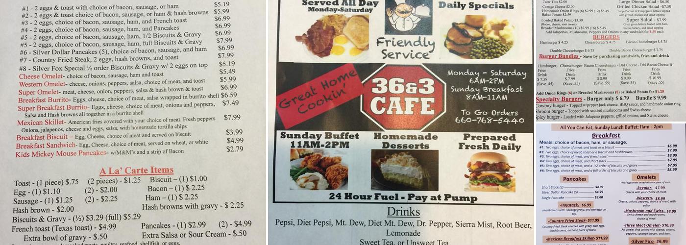 36 & 3 One Stop Menu