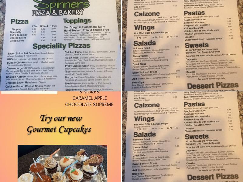 Spinners Pizza & Bakery Menu