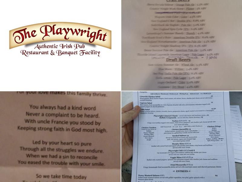 The Playwright Irish Pub Restaurant &Banquet Facility Menu