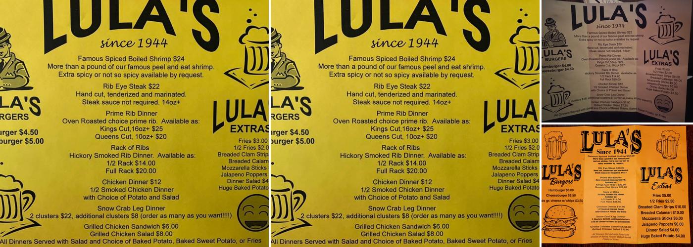 Lula's Tavern Menu