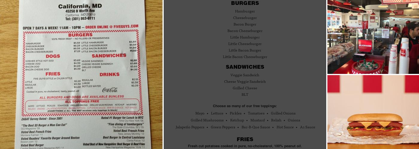 Five Guys Menu