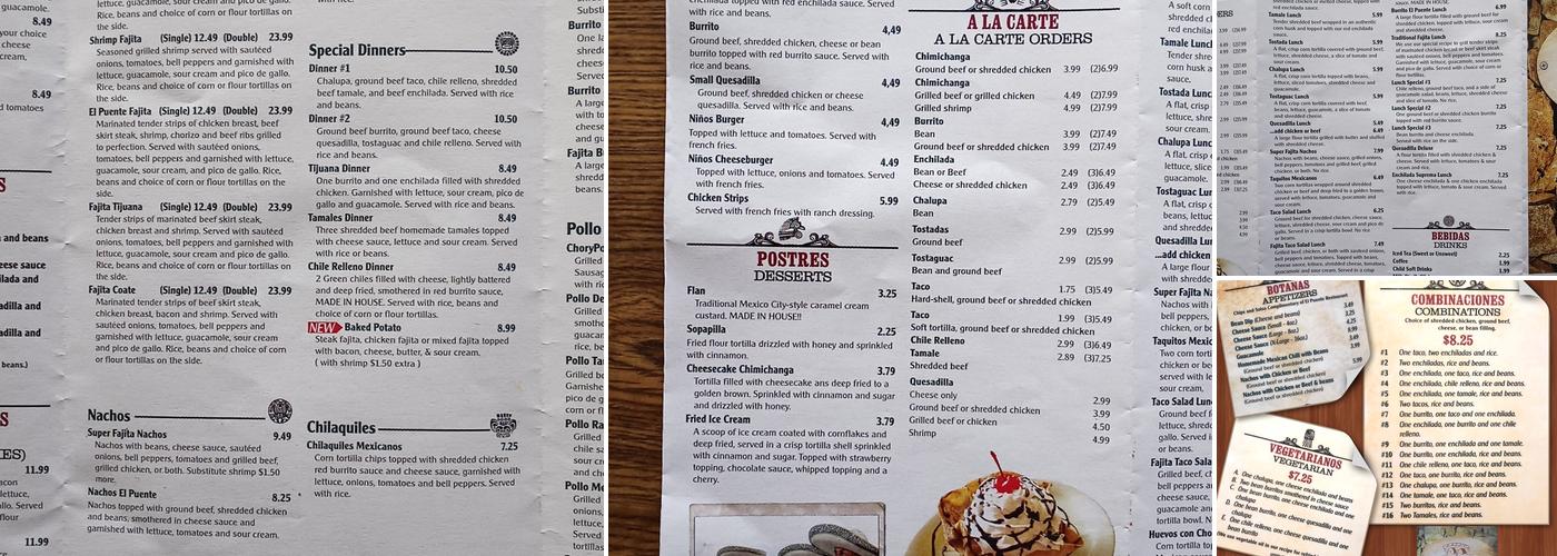 El Puente Menu