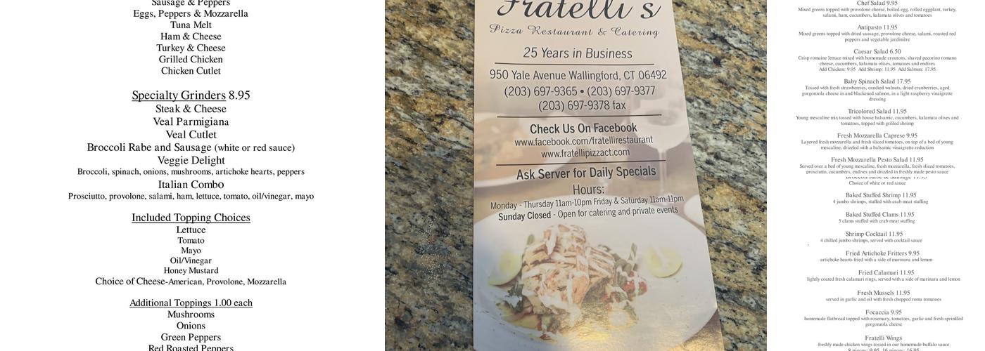 Fratelli's Pizza Rustica Menu