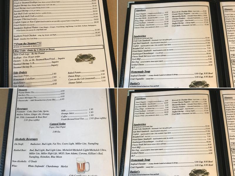 Sandgates Inn Menu