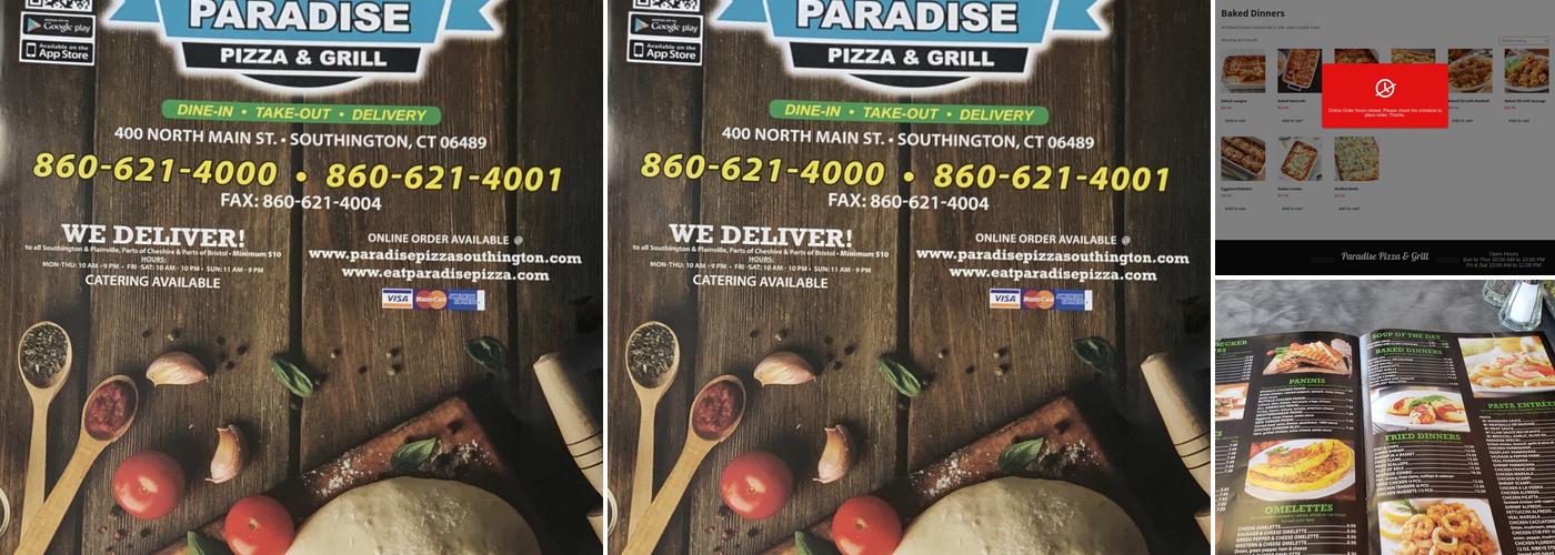 Paradise Pizza & Grill Menu