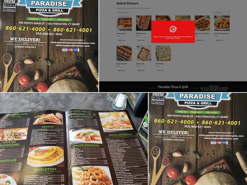 Paradise Pizza & Grill Menu