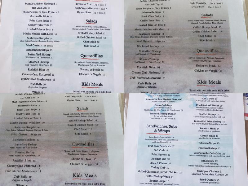 Seabreeze Restaurant & Tiki Bar Menu