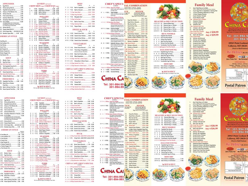 China Cafe Menu