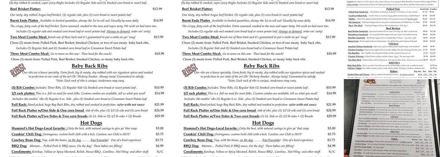 Pig Rig BBQ Menu