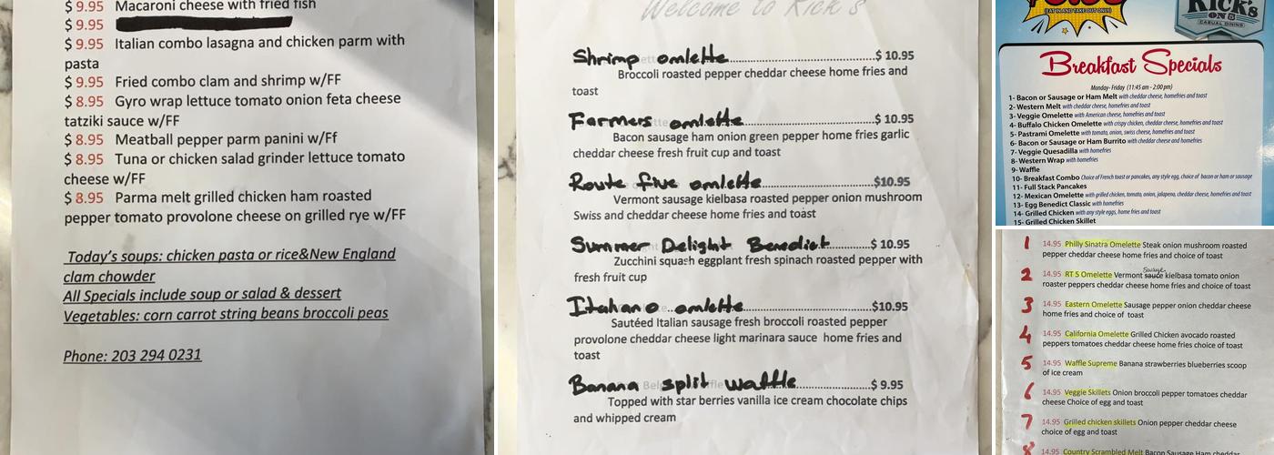 Rick's On 5 Menu
