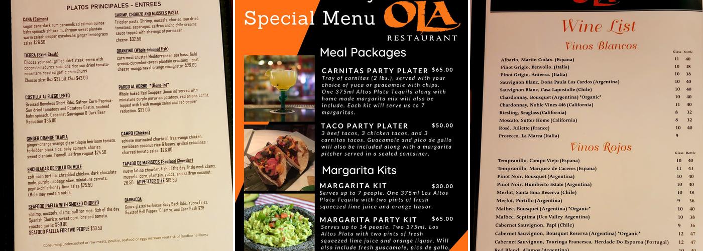 Ola Menu