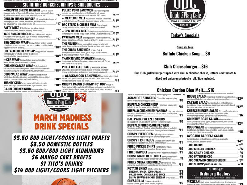 Double Play Cafe Menu