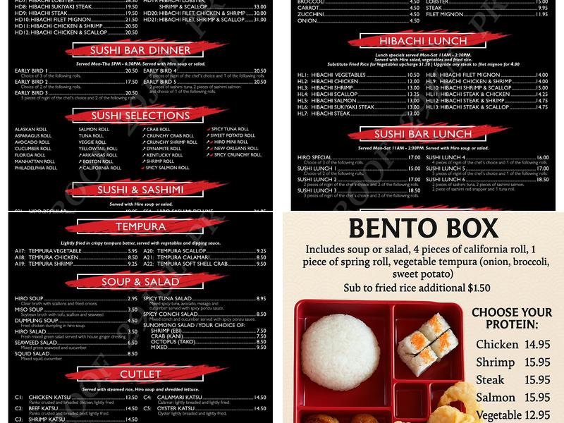 Hiro Japanese Cuisine Menu