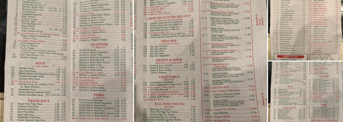 Oriental Express Menu