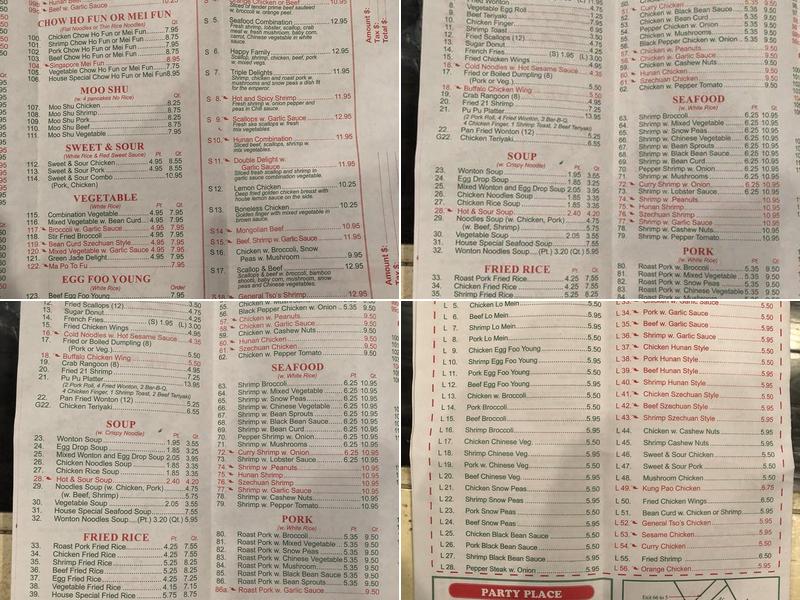 Oriental Express Menu