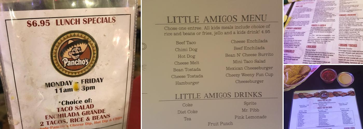 Pancho's Menu