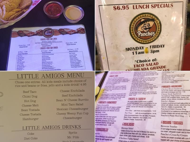Pancho's Menu