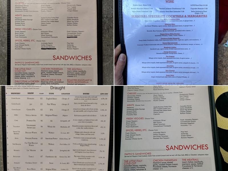 PaPPo's Pizzeria & Pub Downtown Springfield Menu