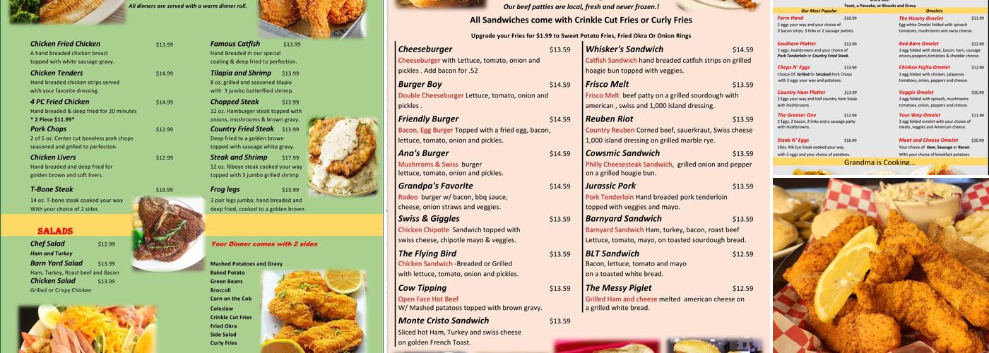 Red Barn Cafe Menu