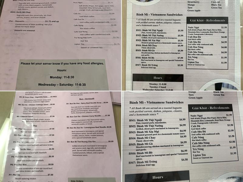 Phở Kim Menu