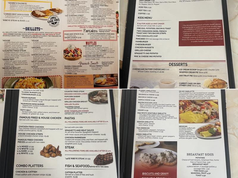 Springfield Family Restaurant Menu
