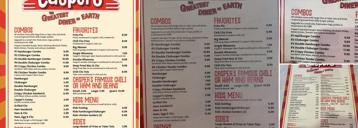 Casper's Diner Menu