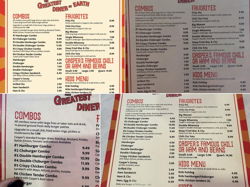 Casper's Diner Menu