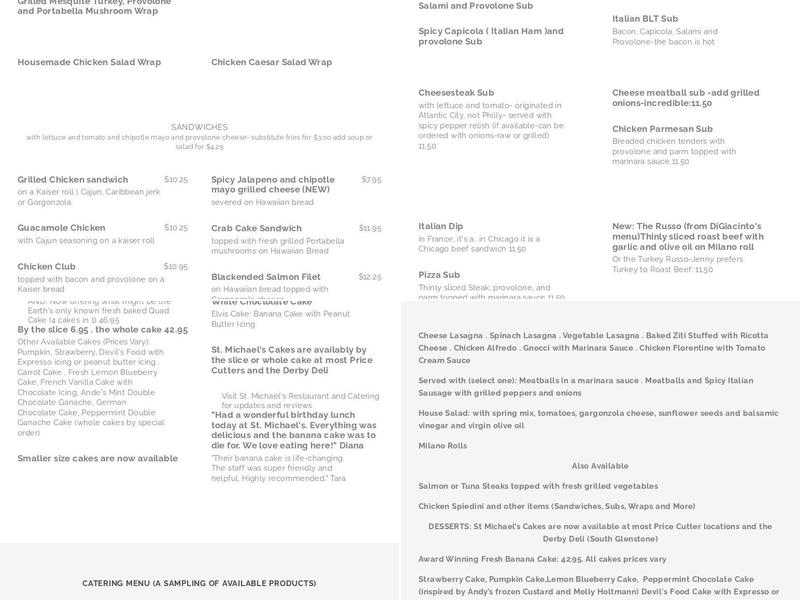 St.Michael's Restaurant and Catering Menu