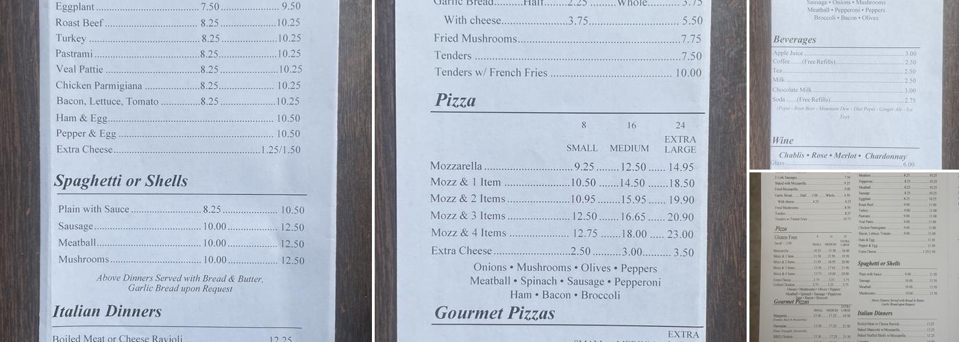 West End Pizza Menu
