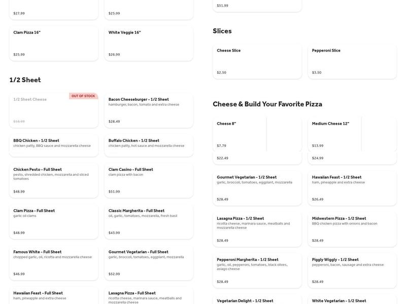 People's Choice Menu