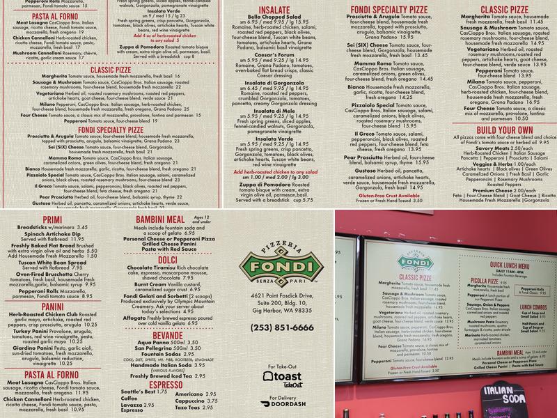 Fondi Pizzeria Menu