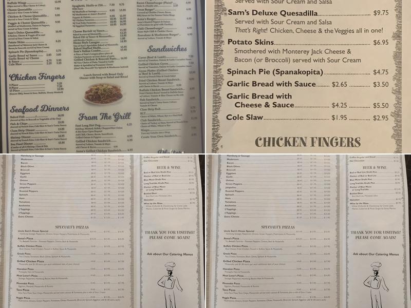 Uncle Sam's Restaurant Menu