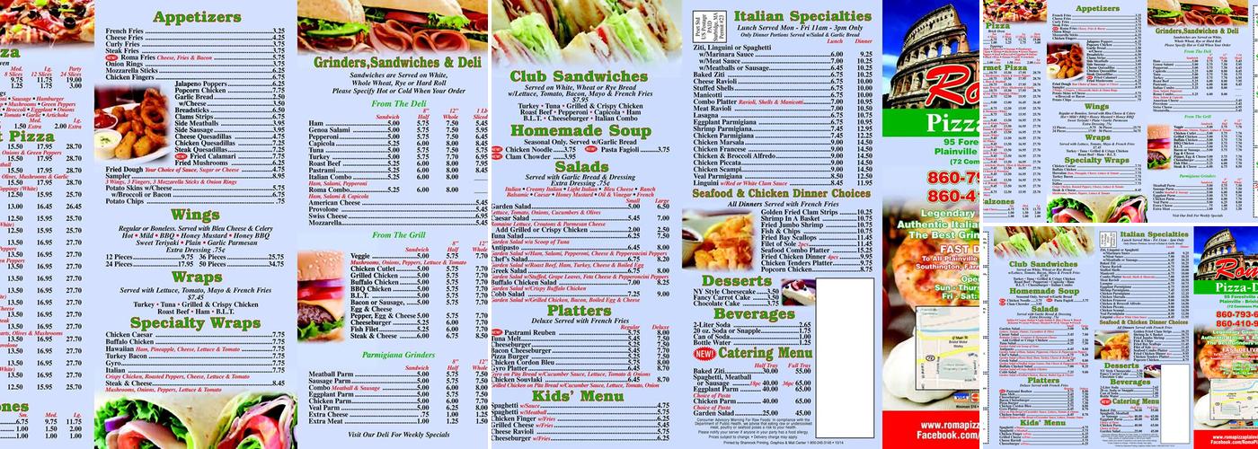 Roma Pizza and Deli Menu