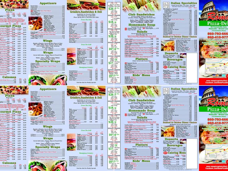 Roma Pizza and Deli Menu