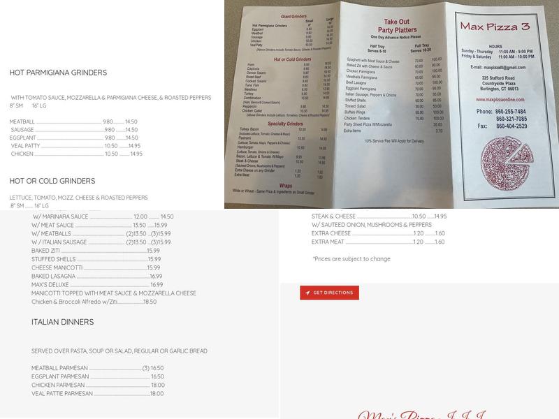 Max Pizza 3 LLC Menu