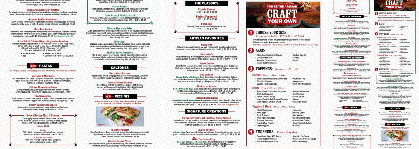 Farrelli's Pizza Menu