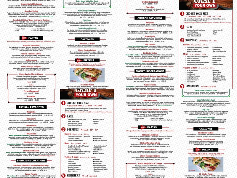 Farrelli's Pizza Menu