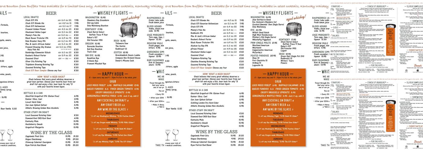Stack 571 Burger And Whiskey Bar Menu