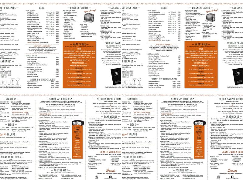 Stack 571 Burger And Whiskey Bar Menu